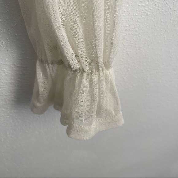 Privy Cream Ruched Bustier Blouse lace long sleeve size small - Picture 6 of 14